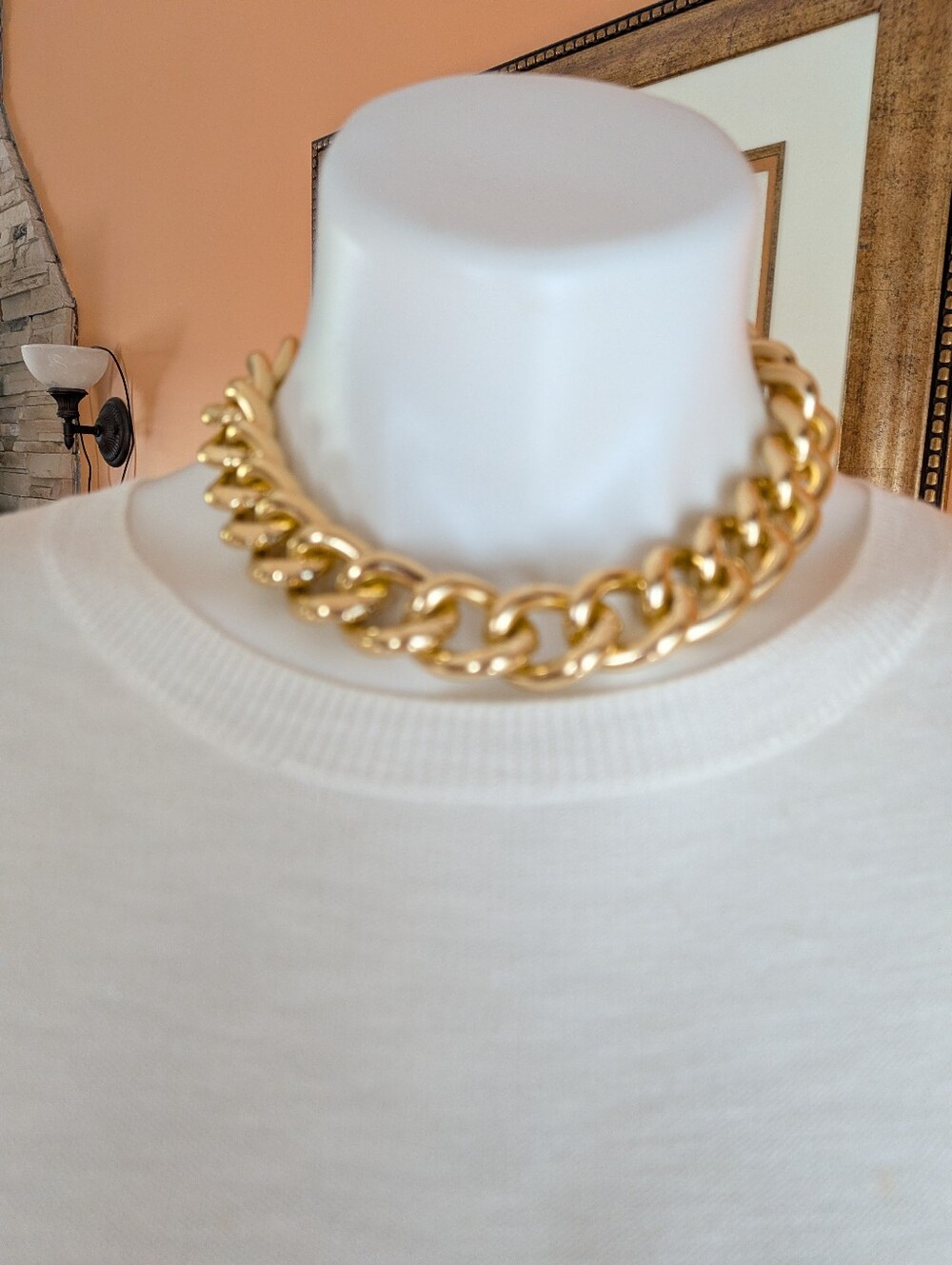 Polished Gold Chunky Link Choker Necklace for Women